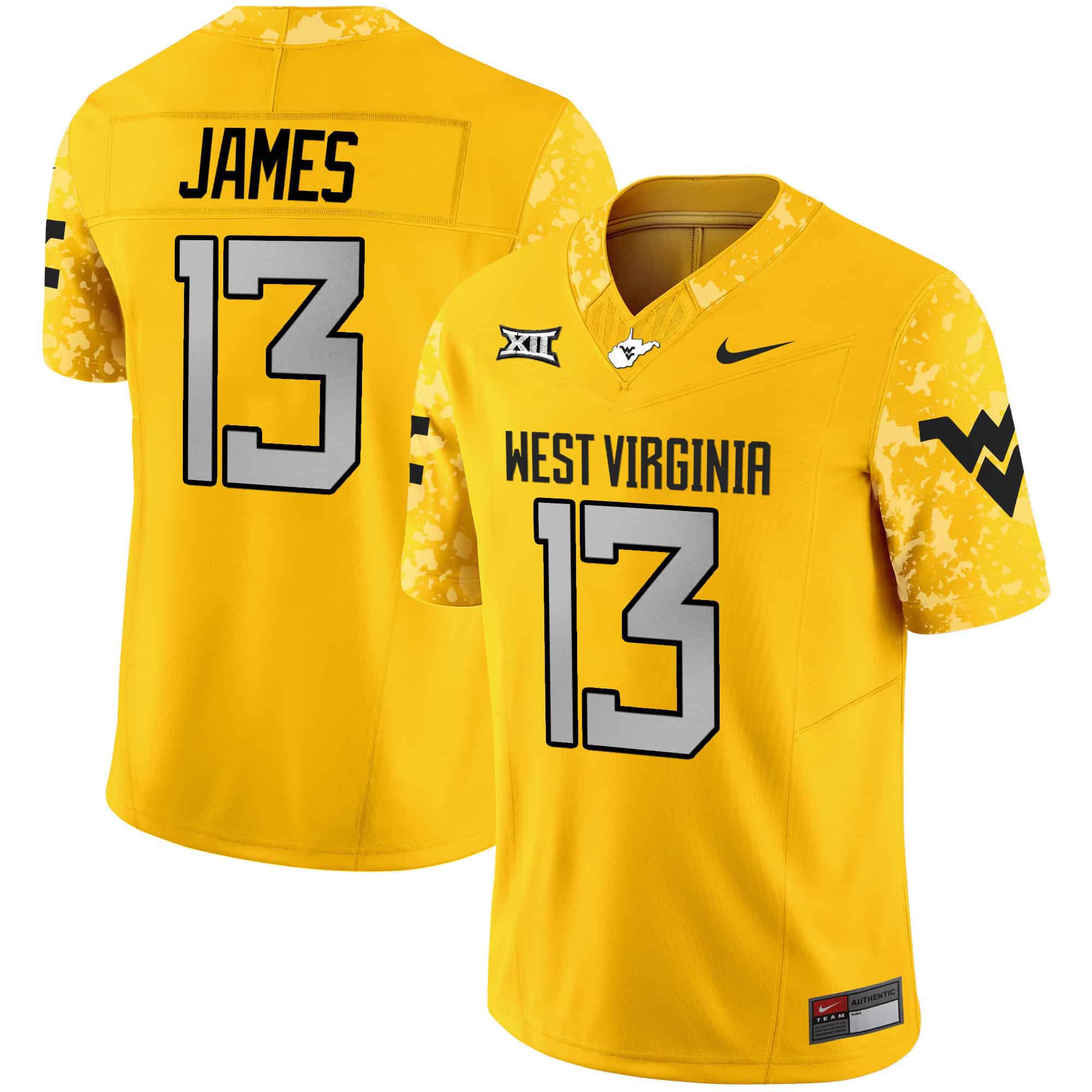 Men West Virginia Mountaineers #13 James Yellow 2024 Nike Vapor Limited NCAA Jersey